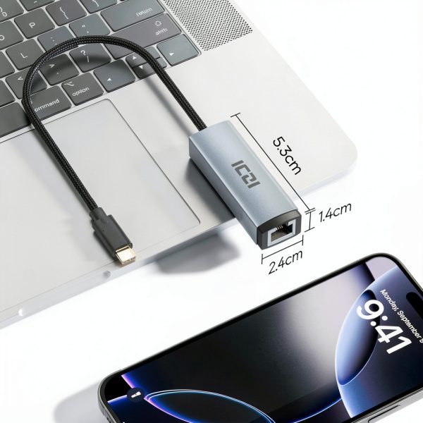ICZI USB C Ethernet Adapter Bright Grey-4