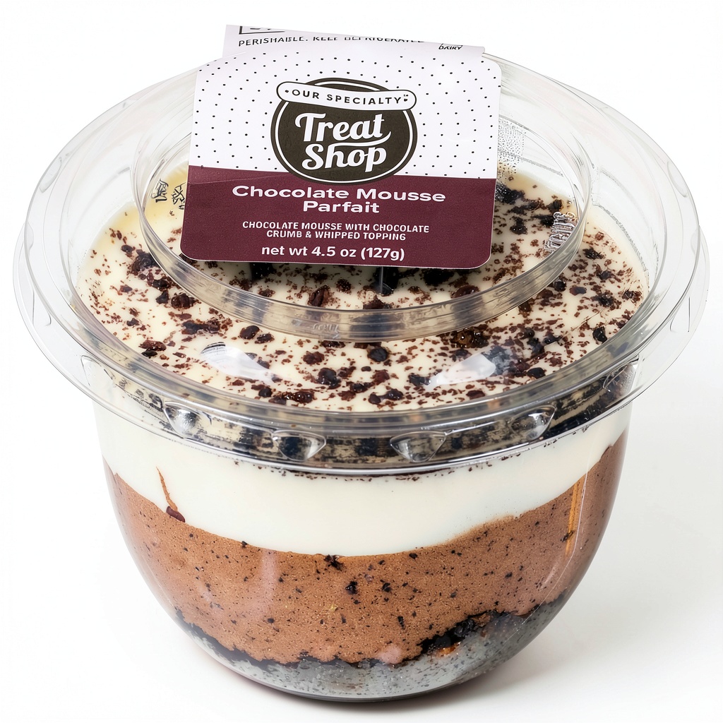 Rich's Chocolate Parfait Frozen Dessert being enjoyed on a kitchen counter