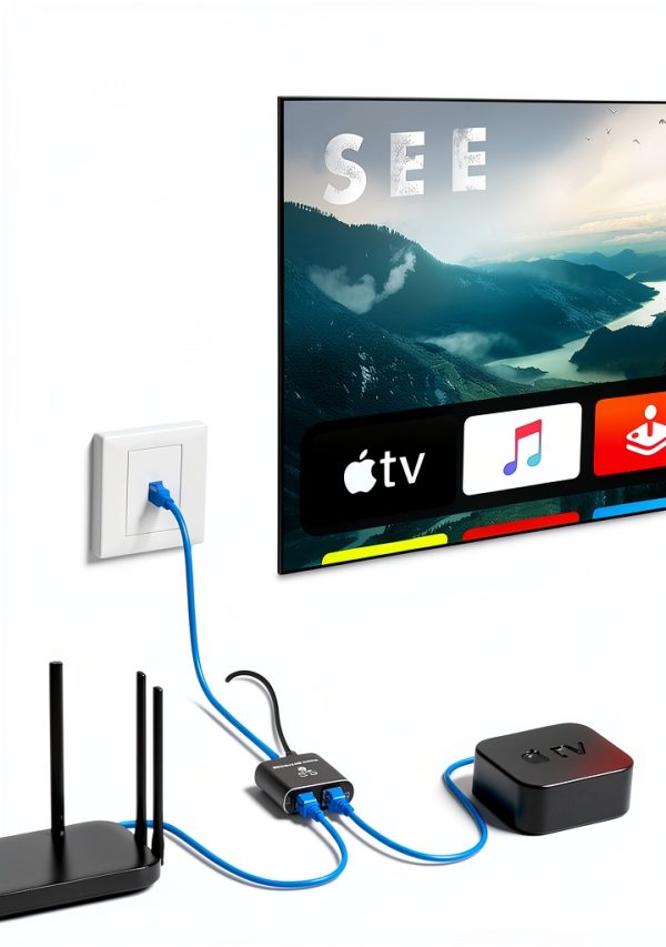 FUNZING Gigabit Ethernet Splitter 1 to 2 for Laptops-1