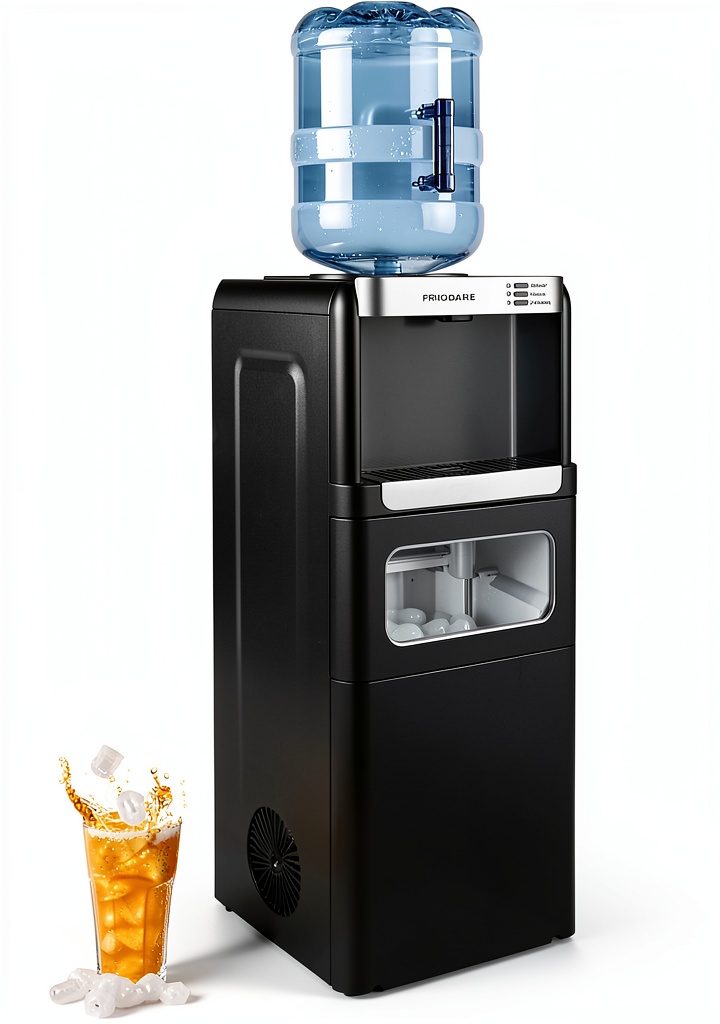 Frigidaire Water Cooler showing built-in ice maker and dispenser panel