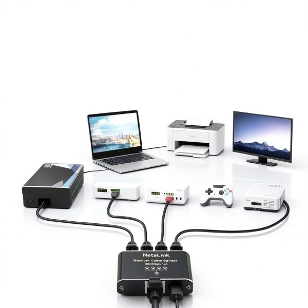 NataLink Network Splitter 1 to 4 RJ45 Ethernet-1