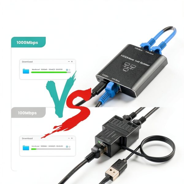 Gigabit Ethernet Splitter HRSDEIE 1 to 2 Dual Port-5
