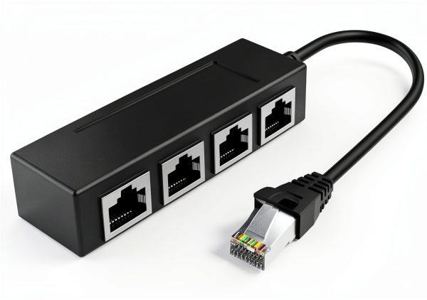 RJ45 Ethernet Splitter Black DY-FBA-255 Laptop-0