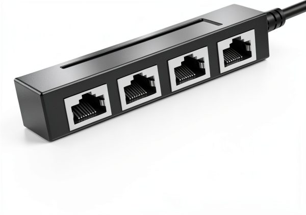 RJ45 Ethernet Splitter Black DY-FBA-255 Laptop-1