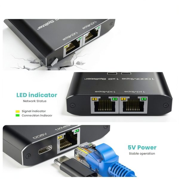 Gigabit Ethernet Splitter HRSDEIE 1 to 2 Dual Port-2