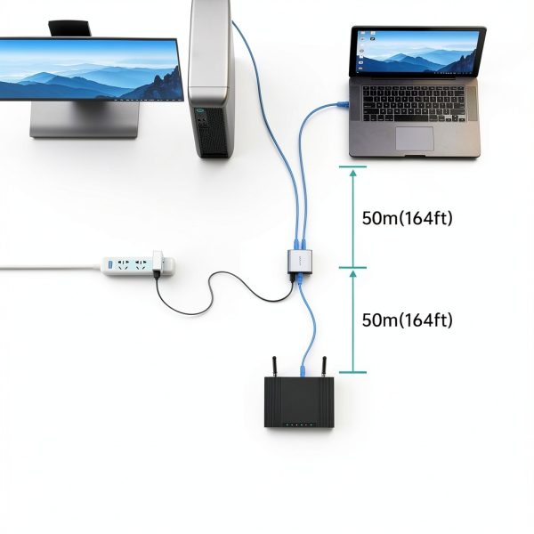 Ethernet Splitter 1 to 2 MT VIKI Gigabit Adapter with USB C Power-3