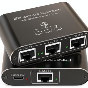 PVBCTCSID Ethernet Splitter 1 to 3 & 1 to 4 Aluminum 1000Mbps Gigabit-0