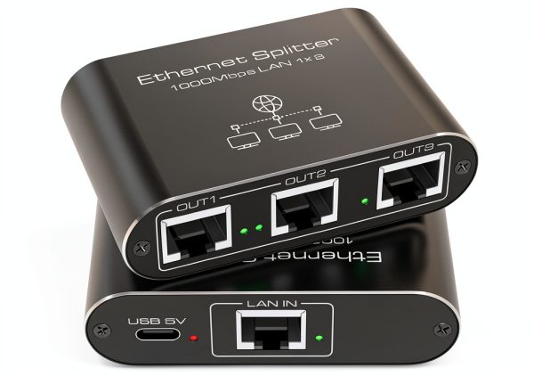 PVBCTCSID Ethernet Splitter 1 to 3 & 1 to 4 Aluminum 1000Mbps Gigabit-0