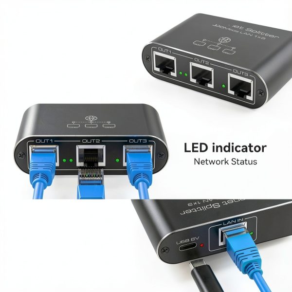 PVBCTCSID Ethernet Splitter 1 to 3 & 1 to 4 Aluminum 1000Mbps Gigabit-5