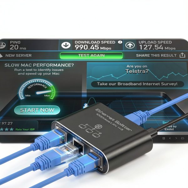 PVBCTCSID Ethernet Splitter 1 to 3 & 1 to 4 Aluminum 1000Mbps Gigabit-2