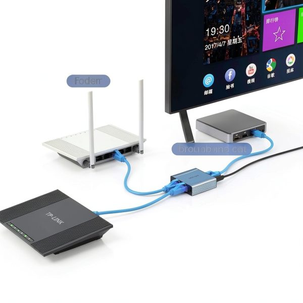 Ethernet Splitter 1 to 2 MT VIKI Gigabit Adapter with USB C Power-4